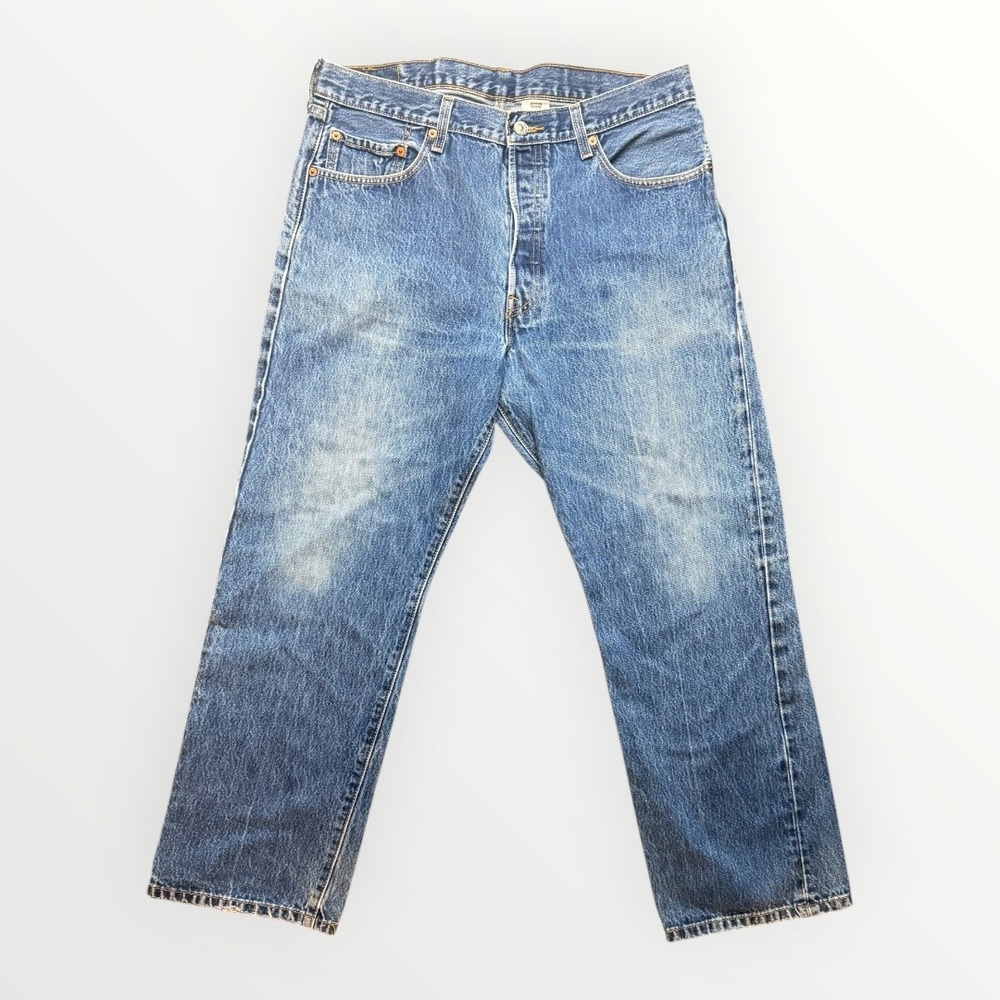Levis 501 Original Fit Jeans Mens 36x29 Blue Denim Button Fly Straight Leg